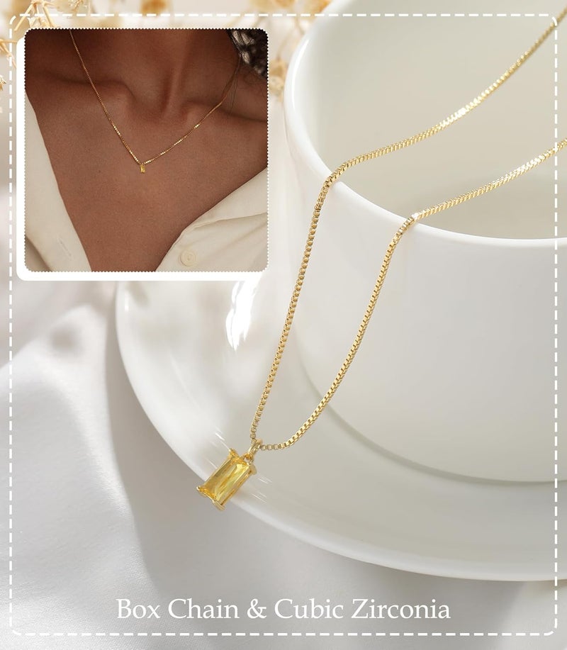 FUNEIA Diamond Necklaces for Women 14K Gold Plated Emerald Birthstone Necklace for Women Mothers Dainty Gold Necklace Blue Green Cubic Zirconia Pendant Necklace Birthday Gifts for Women Jewelry - Image 3